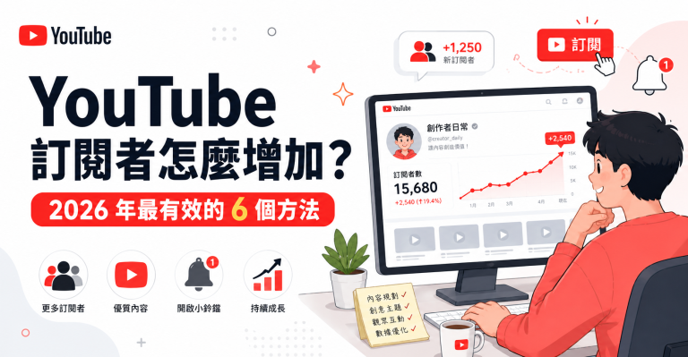 YouTube訂閱者怎麼增加2026年最有效6個方法完整整理