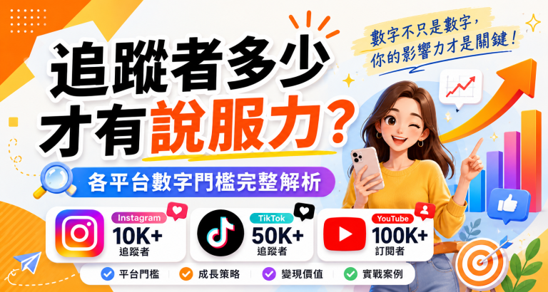 Instagram TikTok YouTube追蹤者門檻解析