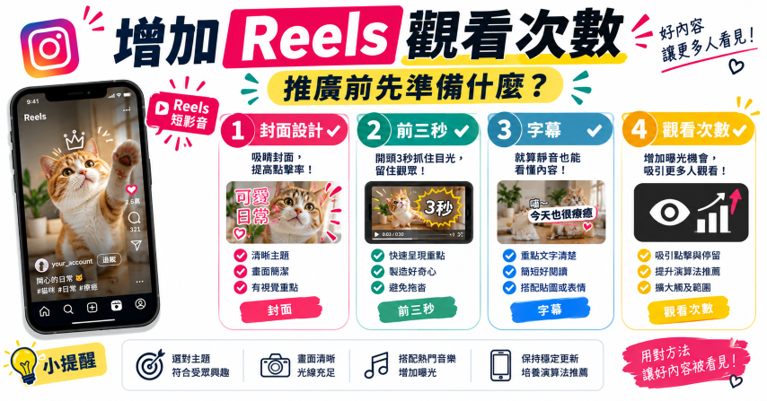 增加 Reels 觀看次數短影音推廣準備指南