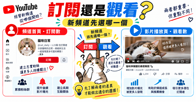 YouTube 訂閱與觀看次數差別新頻道選擇